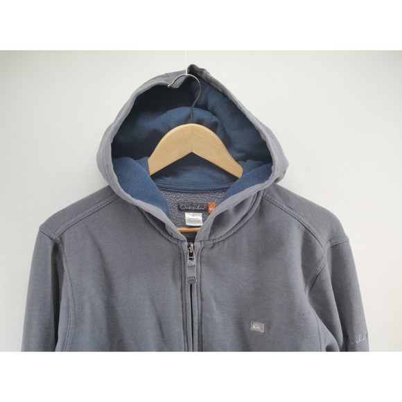 Quicksilver Hoodie Jacket Men's M Grey Solid Zip-up - Picture 2 of 10